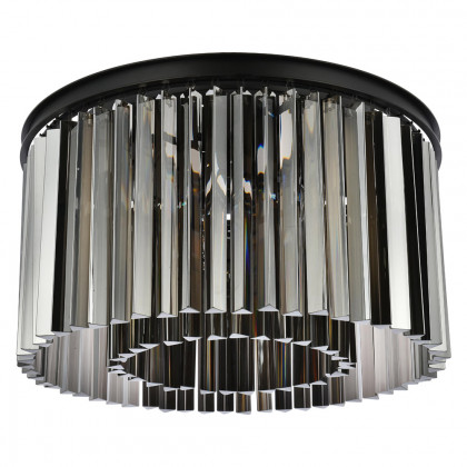 Elegant Crystal Prism 6 Light Flush Mount - Matte Black/Silver, L 26" (1208F26MB-SS-RC)
