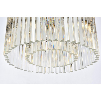 Elegant Crystal Prism 6 Light Flush Mount - Polished Nickel, L 26" (1208F26PN-RC)