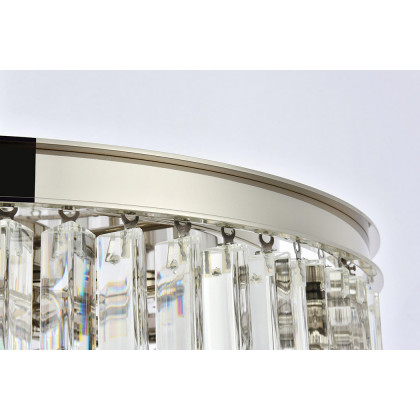 Elegant Crystal Prism 6 Light Flush Mount - Polished Nickel, L 26" (1208F26PN-RC)