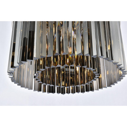 Elegant Crystal Prism 6 Light Flush Mount - Polished Nickel/Silver, L 26" (1208F26PN-SS-RC)