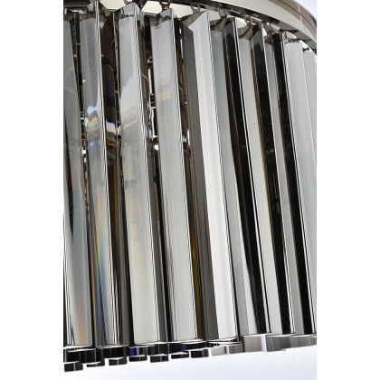 Elegant Crystal Prism 6 Light Flush Mount - Polished Nickel/Silver, L 26" (1208F26PN-SS-RC)