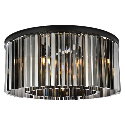 Elegant Crystal Prism 6 Light Flush Mount - Matte Black/Silver, L 31.5" (1208F31MB-SS-RC)