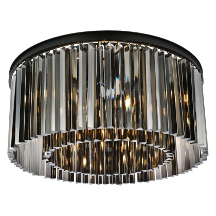 Elegant Crystal Prism 6 Light Flush Mount - Matte Black/Silver, L 31.5" (1208F31MB-SS-RC)