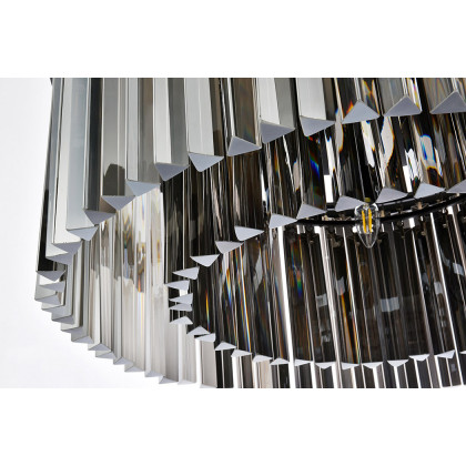 Elegant Crystal Prism 6 Light Flush Mount - Matte Black/Silver, L 31.5" (1208F31MB-SS-RC)