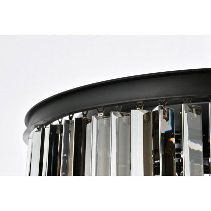 Elegant Crystal Prism 6 Light Flush Mount - Matte Black/Silver, L 31.5" (1208F31MB-SS-RC)