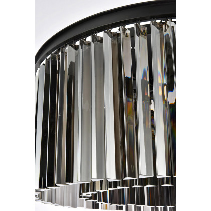 Elegant Crystal Prism 6 Light Flush Mount - Matte Black/Silver, L 31.5" (1208F31MB-SS-RC)