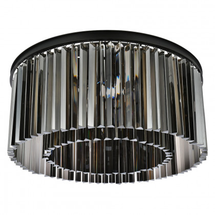Elegant Crystal Prism 6 Light Flush Mount - Matte Black/Silver, L 31.5" (1208F31MB-SS-RC)