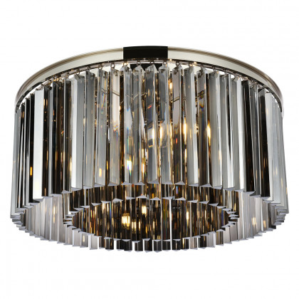 Elegant Crystal Prism 6 Light Flush Mount - Polished Nickel/Silver, L 31.5" (1208F31PN-SS-RC)