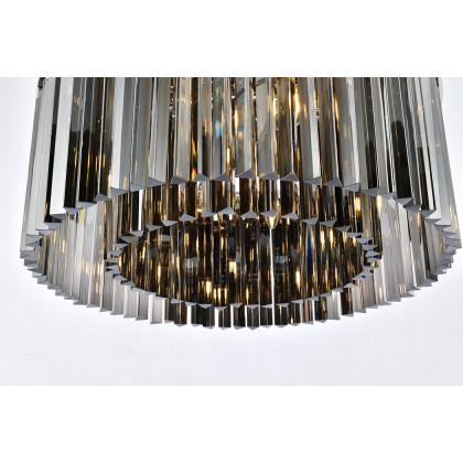 Elegant Crystal Prism 6 Light Flush Mount - Polished Nickel/Silver, L 31.5" (1208F31PN-SS-RC)