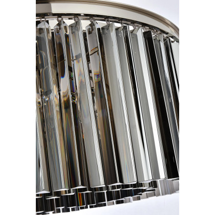 Elegant Crystal Prism 6 Light Flush Mount - Polished Nickel/Silver, L 31.5" (1208F31PN-SS-RC)