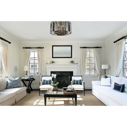 Elegant Crystal Prism 6 Light Flush Mount - Polished Nickel/Silver, L 31.5" (1208F31PN-SS-RC)