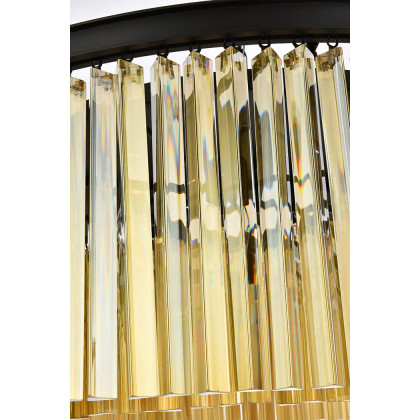 Elegant Crystal Prism 6 Light Flush Mount - Matte Black/Gold, L 43.5" (1208F43MB-GT-RC)