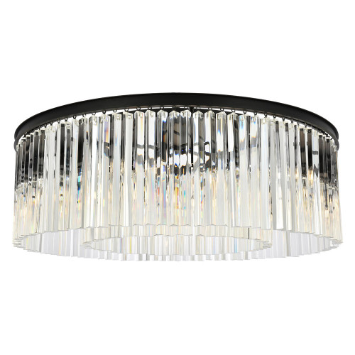 Elegant Crystal Prism 6 Light Flush Mount - Matte Black, L 43.5" (1208F43MB-RC)