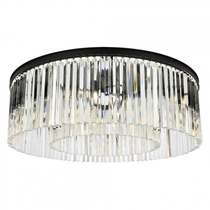 Elegant Crystal Prism 6 Light Flush Mount - Matte Black, L 43.5" (1208F43MB-RC)