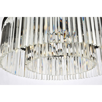 Elegant Crystal Prism 6 Light Flush Mount - Matte Black, L 43.5" (1208F43MB-RC)