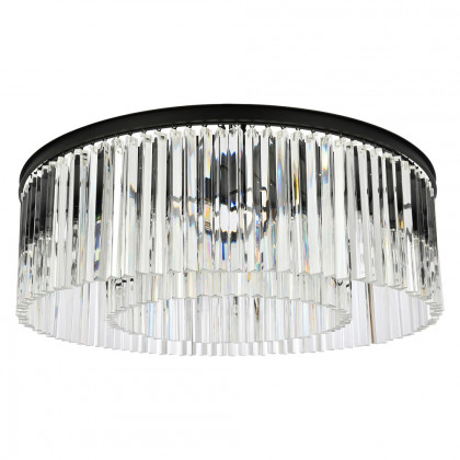 Elegant Crystal Prism 6 Light Flush Mount - Matte Black, L 43.5" (1208F43MB-RC)