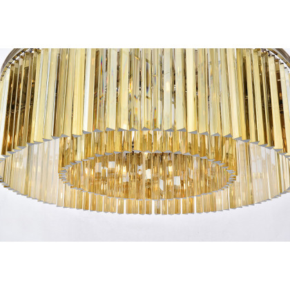 Elegant Crystal Prism 6 Light Flush Mount - Polished Nickel/Gold, L 43.5" (1208F43PN-GT-RC)