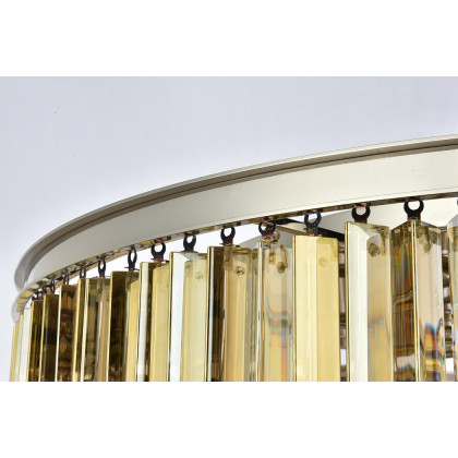 Elegant Crystal Prism 6 Light Flush Mount - Polished Nickel/Gold, L 43.5" (1208F43PN-GT-RC)