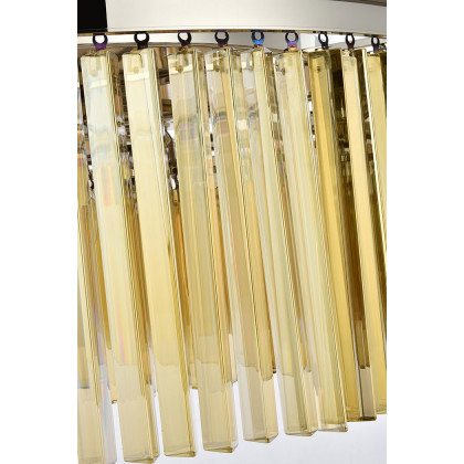 Elegant Crystal Prism 6 Light Flush Mount - Polished Nickel/Gold, L 43.5" (1208F43PN-GT-RC)