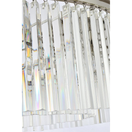 Elegant Crystal Prism 6 Light Flush Mount - Polished Nickel, L 43.5" (1208F43PN-RC)