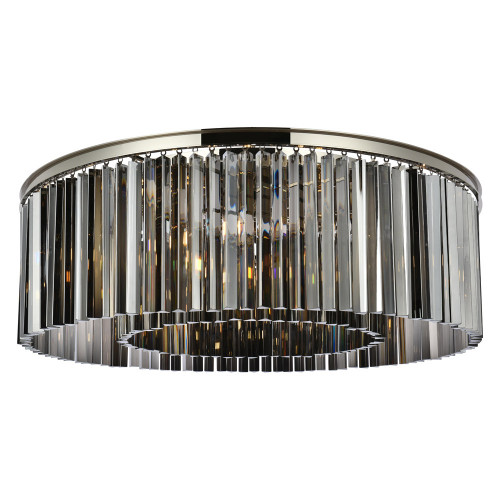 Elegant Crystal Prism 6 Light Flush Mount - Polished Nickel/Silver, L 43.5" (1208F43PN-SS-RC)