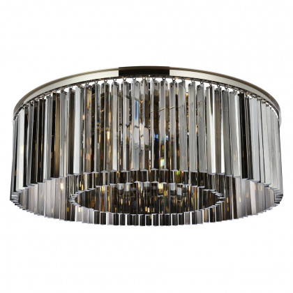 Elegant Crystal Prism 6 Light Flush Mount - Polished Nickel/Silver, L 43.5" (1208F43PN-SS-RC)