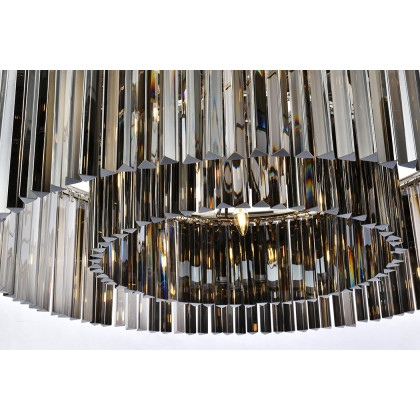Elegant Crystal Prism 6 Light Flush Mount - Polished Nickel/Silver, L 43.5" (1208F43PN-SS-RC)