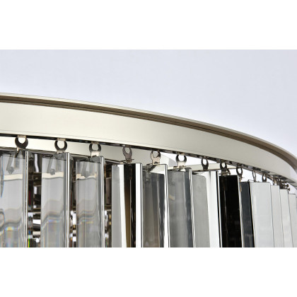 Elegant Crystal Prism 6 Light Flush Mount - Polished Nickel/Silver, L 43.5" (1208F43PN-SS-RC)
