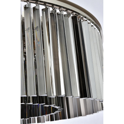 Elegant Crystal Prism 6 Light Flush Mount - Polished Nickel/Silver, L 43.5" (1208F43PN-SS-RC)
