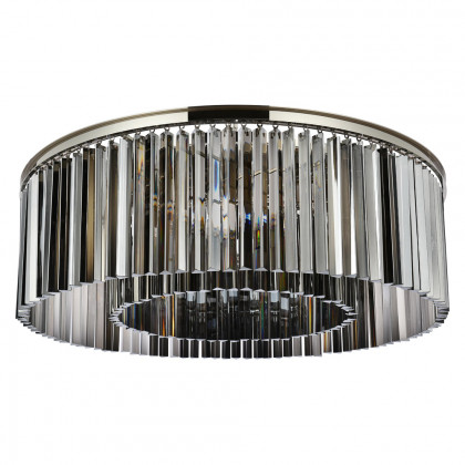 Elegant Crystal Prism 6 Light Flush Mount - Polished Nickel/Silver, L 43.5" (1208F43PN-SS-RC)