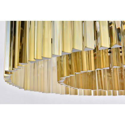Elegant Crystal Prism 6 Light Round Chandelier - Matte Black/Gold, L 43" (1208G43MB-GT-RC)