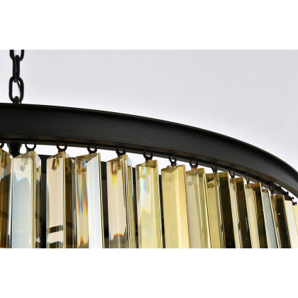 Elegant Crystal Prism 6 Light Round Chandelier - Matte Black/Gold, L 43" (1208G43MB-GT-RC)