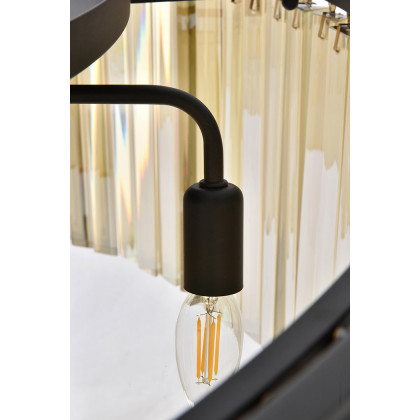 Elegant Crystal Prism 6 Light Round Chandelier - Matte Black/Gold, L 43" (1208G43MB-GT-RC)