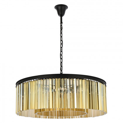 Elegant Crystal Prism 6 Light Round Chandelier - Matte Black/Gold, L 43" (1208G43MB-GT-RC)