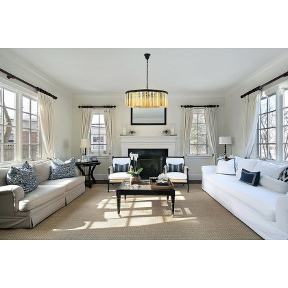 Elegant Crystal Prism 6 Light Round Chandelier - Matte Black/Gold, L 43" (1208G43MB-GT-RC)