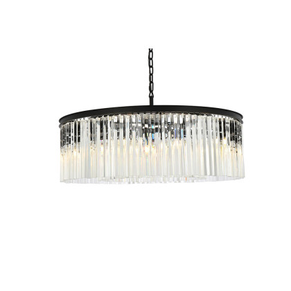 Elegant Crystal Prism 6 Light Round Chandelier - Matte Black, L 43" (1208G43MB-RC)