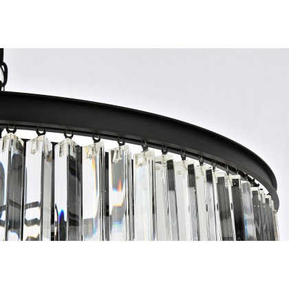 Elegant Crystal Prism 6 Light Round Chandelier - Matte Black, L 43" (1208G43MB-RC)