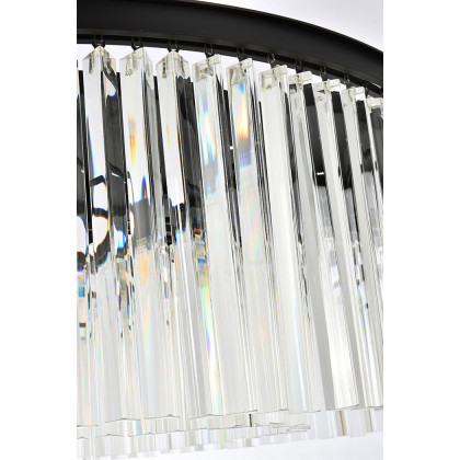 Elegant Crystal Prism 6 Light Round Chandelier - Matte Black, L 43" (1208G43MB-RC)