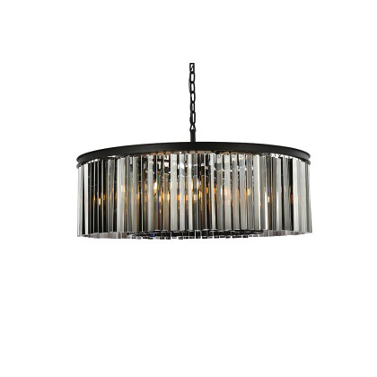 Elegant Crystal Prism 6 Light Round Chandelier - Matte Black/Silver, L 43" (1208G43MB-SS-RC)