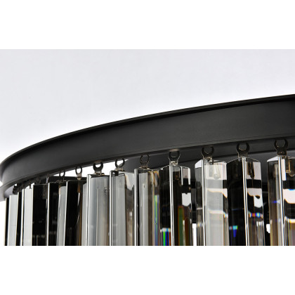 Elegant Crystal Prism 6 Light Round Chandelier - Matte Black/Silver, L 43" (1208G43MB-SS-RC)