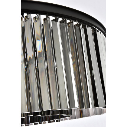 Elegant Crystal Prism 6 Light Round Chandelier - Matte Black/Silver, L 43" (1208G43MB-SS-RC)