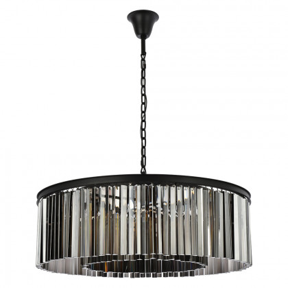 Elegant Crystal Prism 6 Light Round Chandelier - Matte Black/Silver, L 43" (1208G43MB-SS-RC)