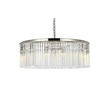Elegant Crystal Prism 6 Light Round Chandelier - Polished Nickel, L 43" (1208G43PN-RC)