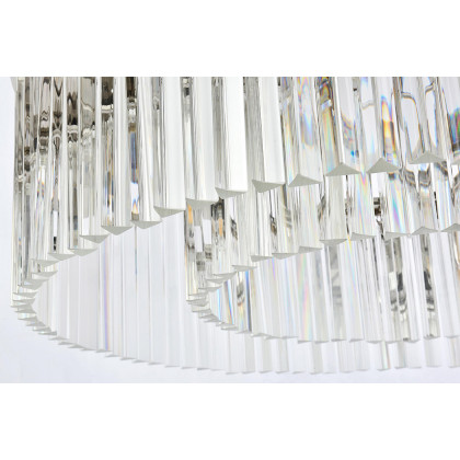 Elegant Crystal Prism 6 Light Round Chandelier - Polished Nickel, L 43" (1208G43PN-RC)