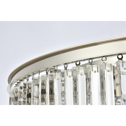 Elegant Crystal Prism 6 Light Round Chandelier - Polished Nickel, L 43" (1208G43PN-RC)