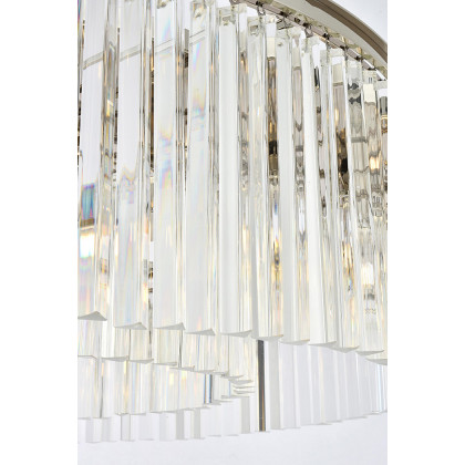 Elegant Crystal Prism 6 Light Round Chandelier - Polished Nickel, L 43" (1208G43PN-RC)