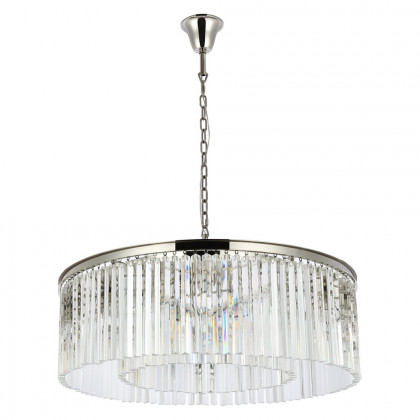 Elegant Crystal Prism 6 Light Round Chandelier - Polished Nickel, L 43" (1208G43PN-RC)