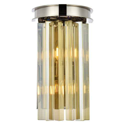Elegant Urban Classic Sydney Collection Wall Lamp - Polished Nickel/Golden Teak (1208W8PN-GT-RC)