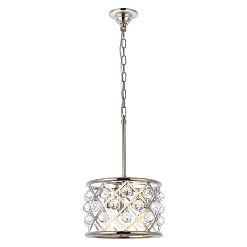 Elegant Crystal Grid Hoop 3 Light Chandelier - Polished Nickel, L 12" (1213D12PN-RC)