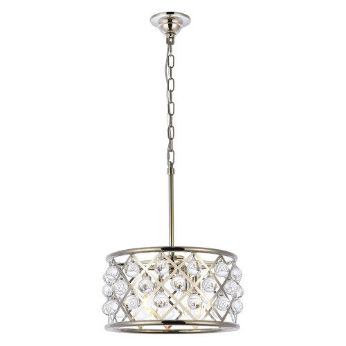 Elegant Crystal Grid Hoop 3 Light Chandelier - Polished Nickel, L 16" (1213D16PN-RC)